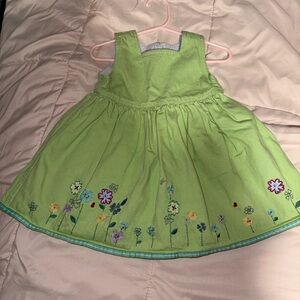 Baby GAP Green Denim Dress with Floral Embroidery 12-18 months baby dress